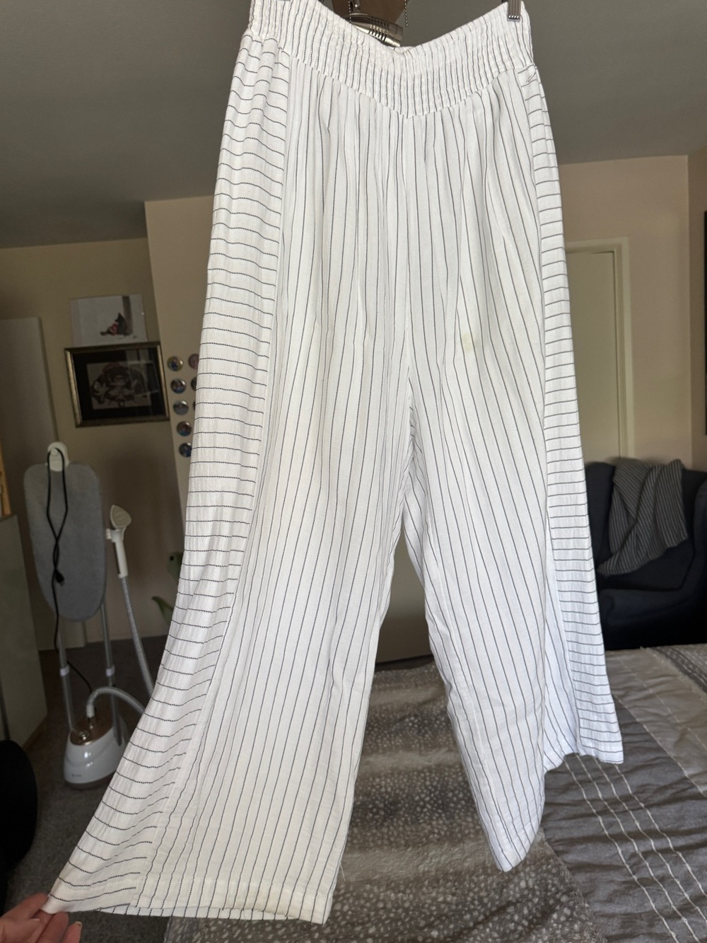 Cynthia Rowley White Pinstripe Wide-Leg Pants